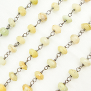 Coated Cats Eye Oxidized 925 Sterling Silver Wire Chain.